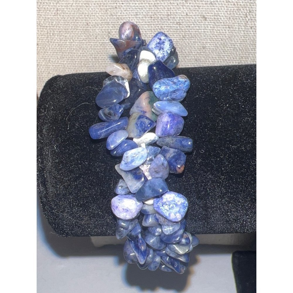 Lapis Blue Chip Stretch Bracelet -- 7.25